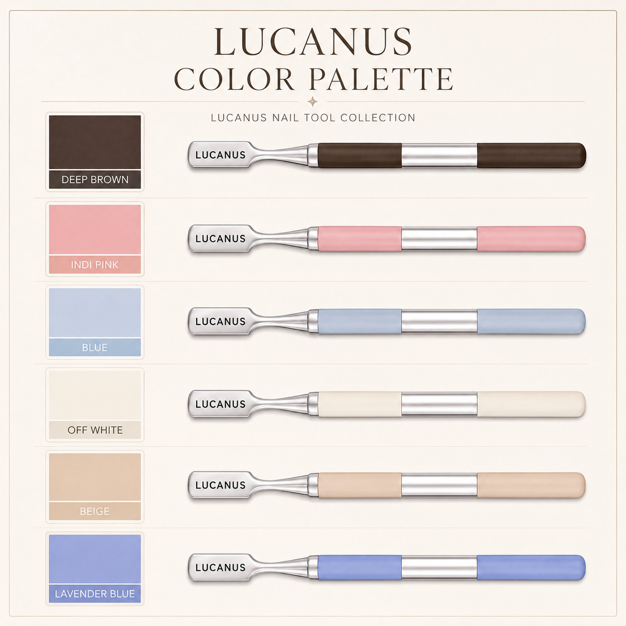 LUCANUS Silicone Cuticle Pusher Double Ended Nail Care Tool 6 Colors K-Beauty