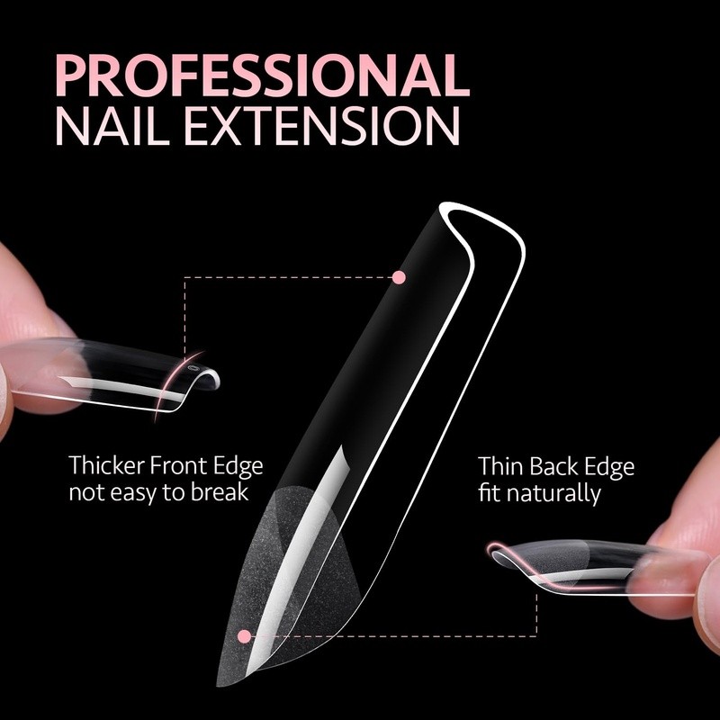 Break-Resistant Nail Tips Soft Gel Flexible Natural Look 240Pcs Nail Art Salon