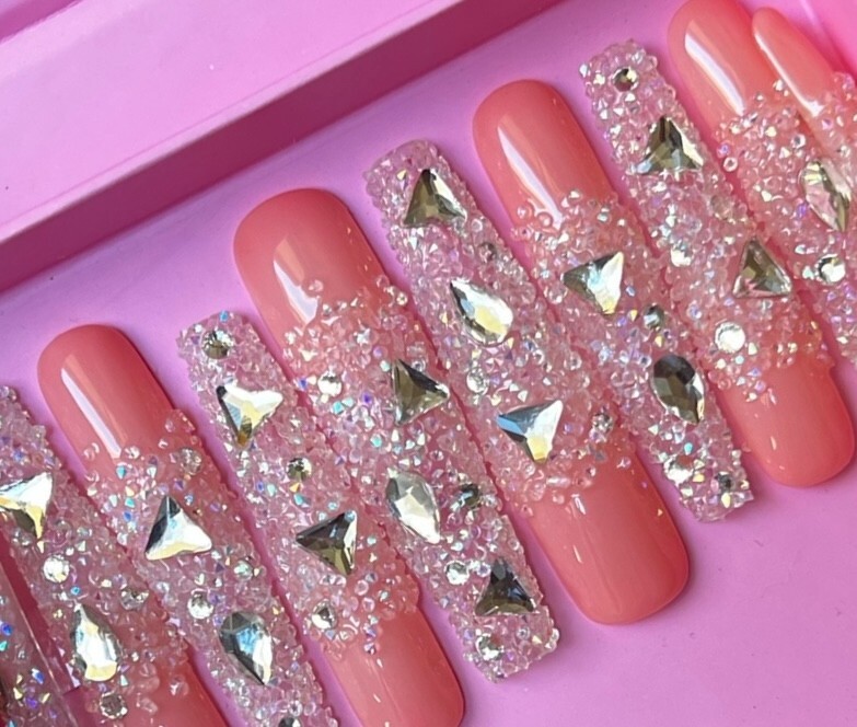 Luxurious Handmade Acrylic Press On Nails – A5 – High Quality, Reusable