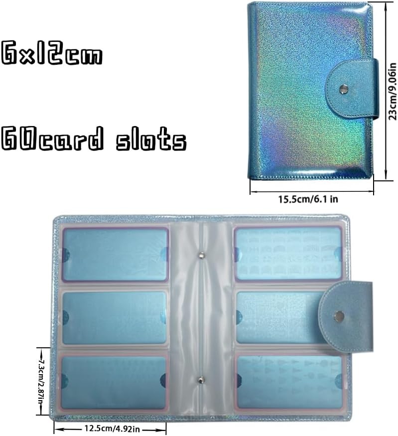 60 Slots Stamping Plate Collection Light Blue Nail Art Stamp Plate Stamping P…
