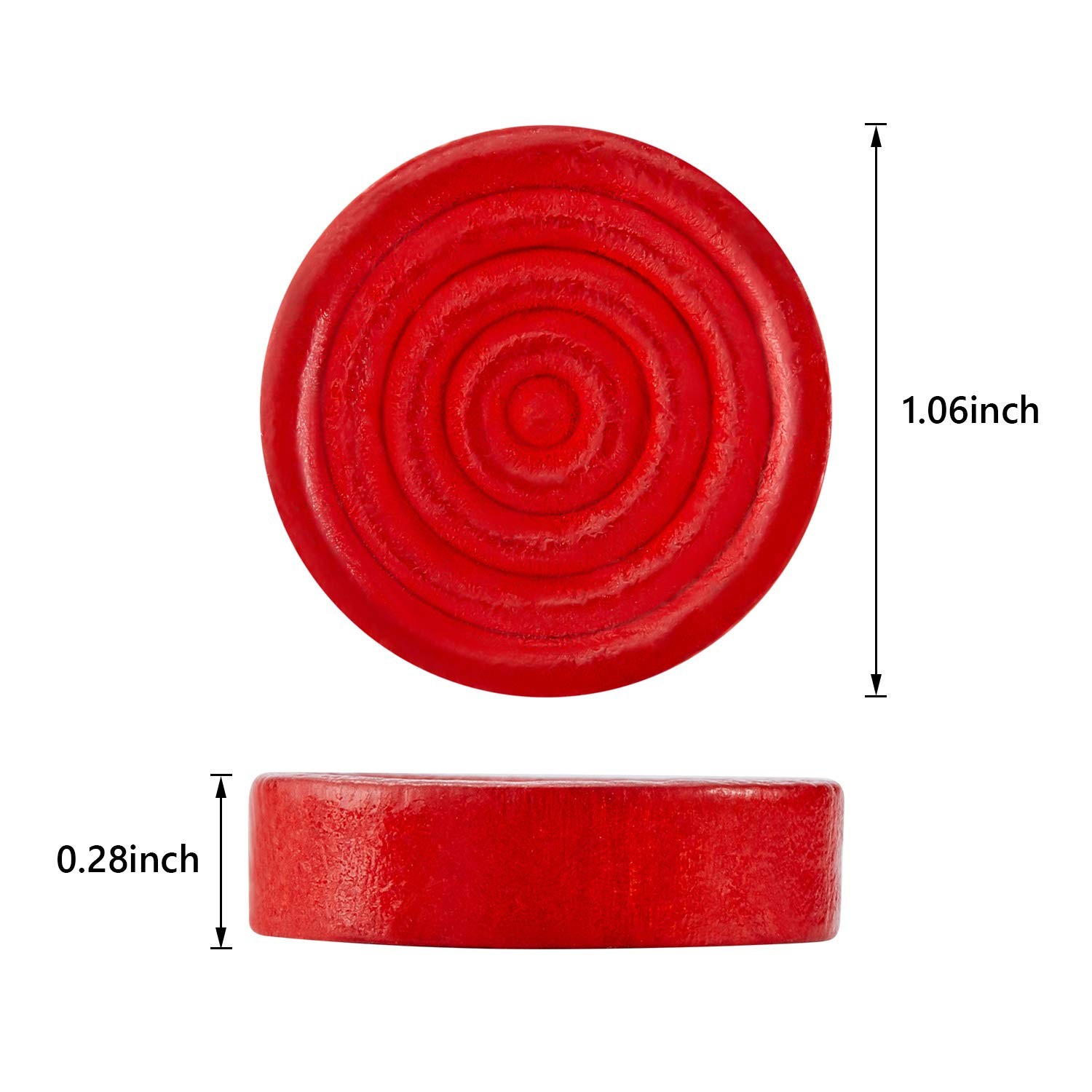 Sumind 48 Pcs Wooden Checkers Pieces 1.06 inches in diameter, Red, Black