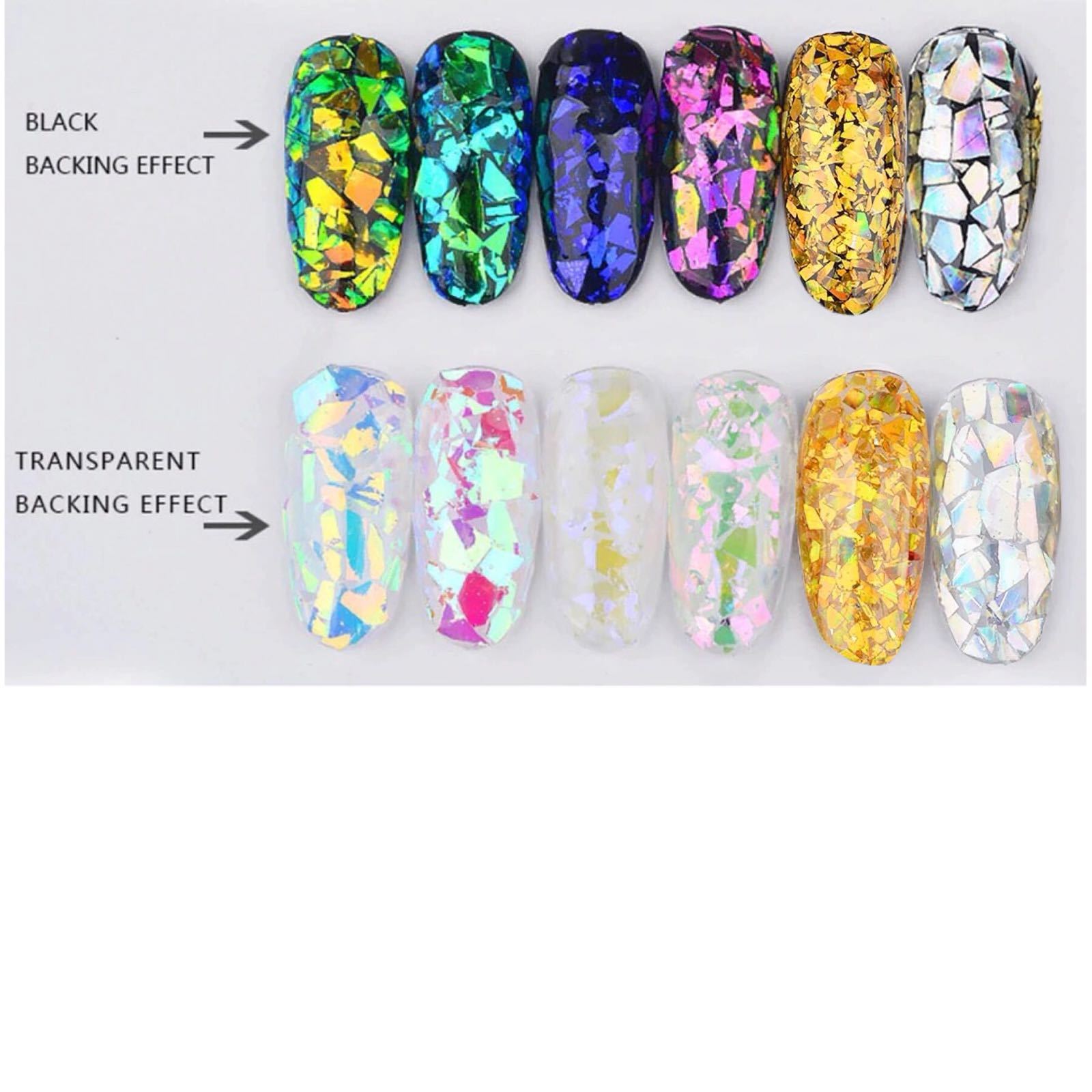 IRREGULAR BROKEN Flakes GLASS FOIL PAPER 3D SEQUINS Nail Art Glitter Pot Aurora