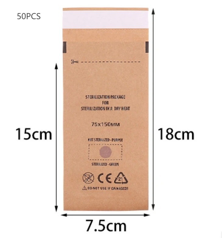 Nail Sterilizer Manicure Bag 50-100PCS Kraft Bag Heat Sterilization Disinfection