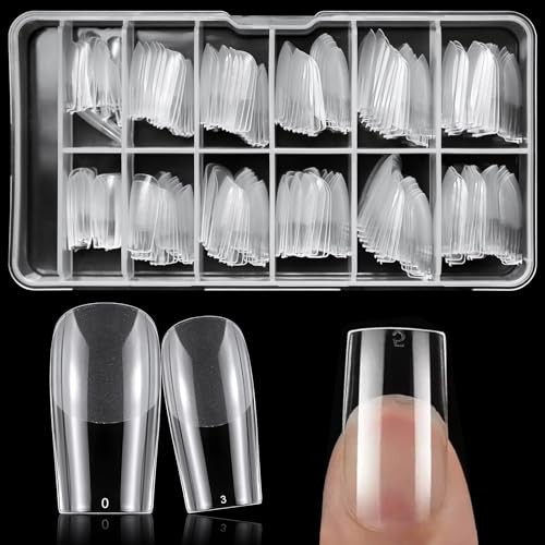 Square Nail Tips Medium Fake Nails, 240pcs Medium Square Nail Tips-Half Matte