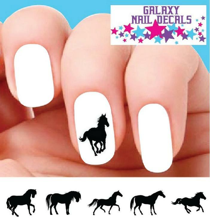 Waterslide Nail Decals – Set of 20 Western Horse Running Trotting Assorted