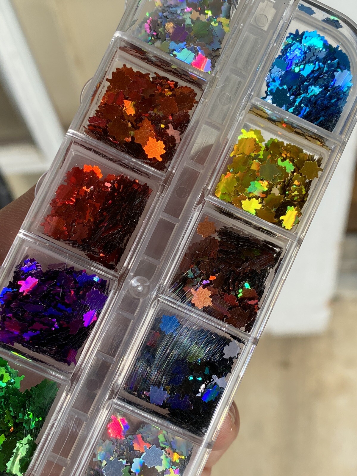 3D Laser Leaves Sequins Holographic Nail Art Flakes Glitter Foil Decoration
