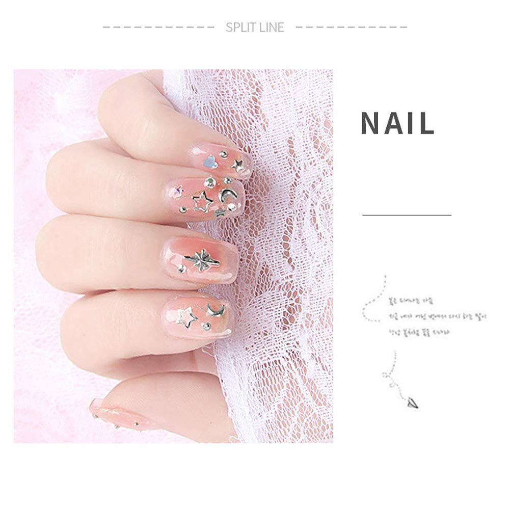 3D Nail Charms Metal Nail Art Studs Gold Nail Jewels Silver Hollow Star Moon She
