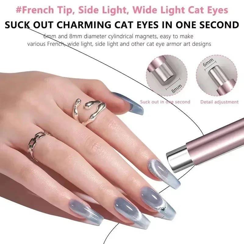 Round Steel Magnetic Cat Eye Stick Double Head Magnet Pen Nail Tool