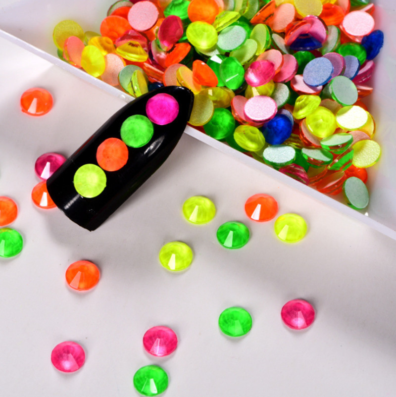 ss6 – ss30 Crystal Neon Flatback Glass Rhinestone Nail Art DIY Stone Decoration