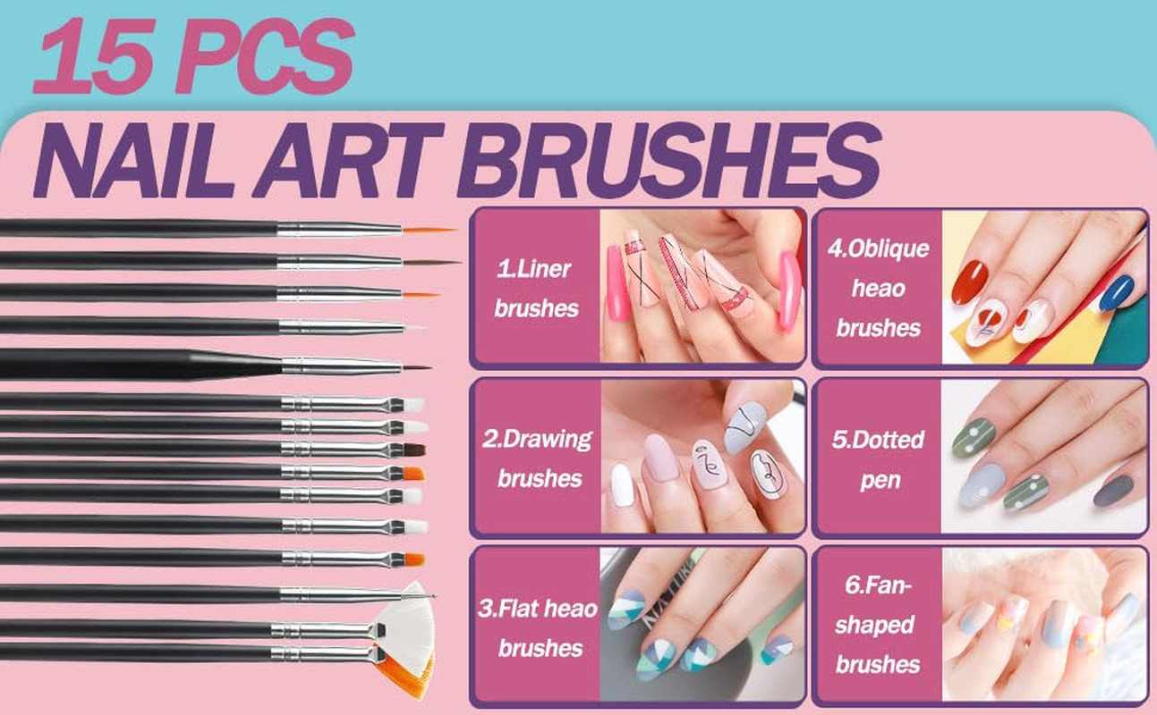 35Pcs Nail Art Pens Brushes,Nail Art Tool Set,Nail Dotting Tools,Nail Dust Brush