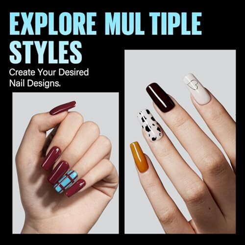 Medium Square Fake Nail Tips, Half Matte Acrylic Pre 240Pcs-Medium Square