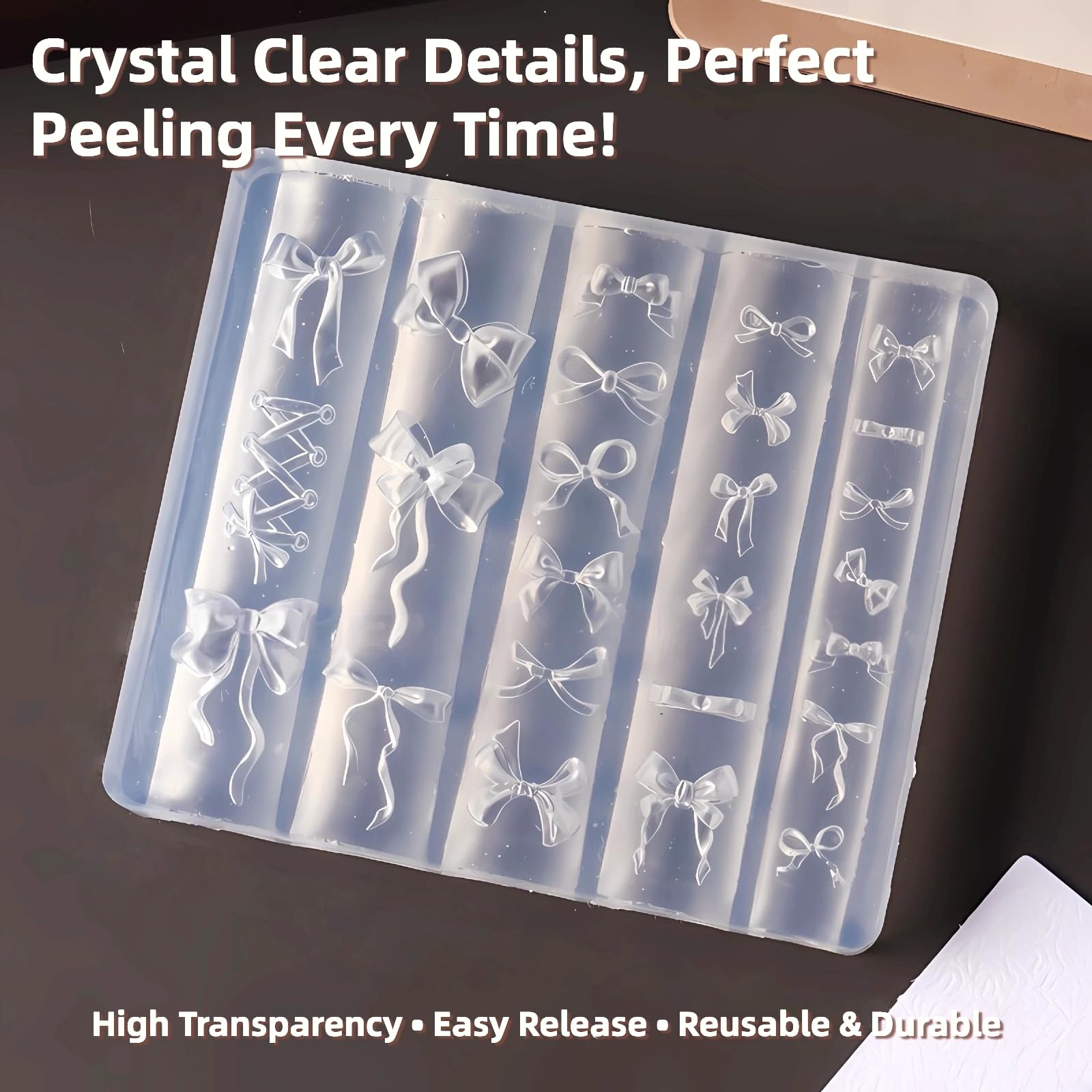 3D Bow Silicone Nail Molds, Cute Bow Nail Art Sculpture Mold for Resin Epoxy,…