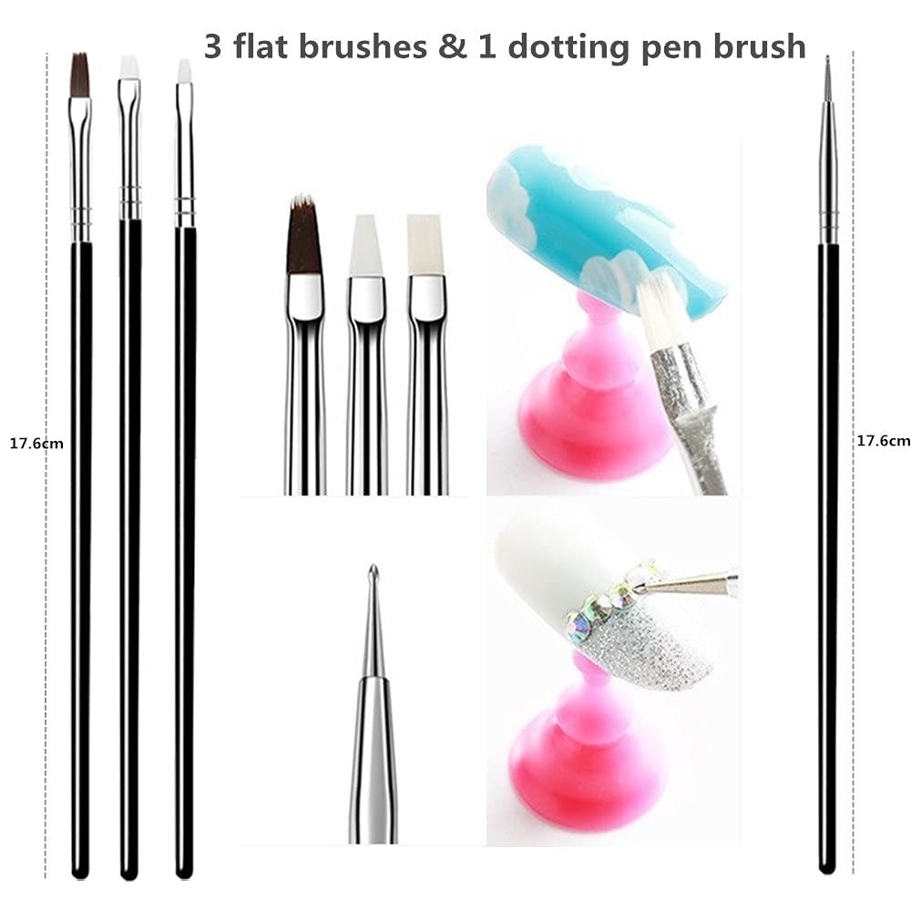 Professional 20PCS Nail Art Brush Set with Dotting Pens for Stunning Designs