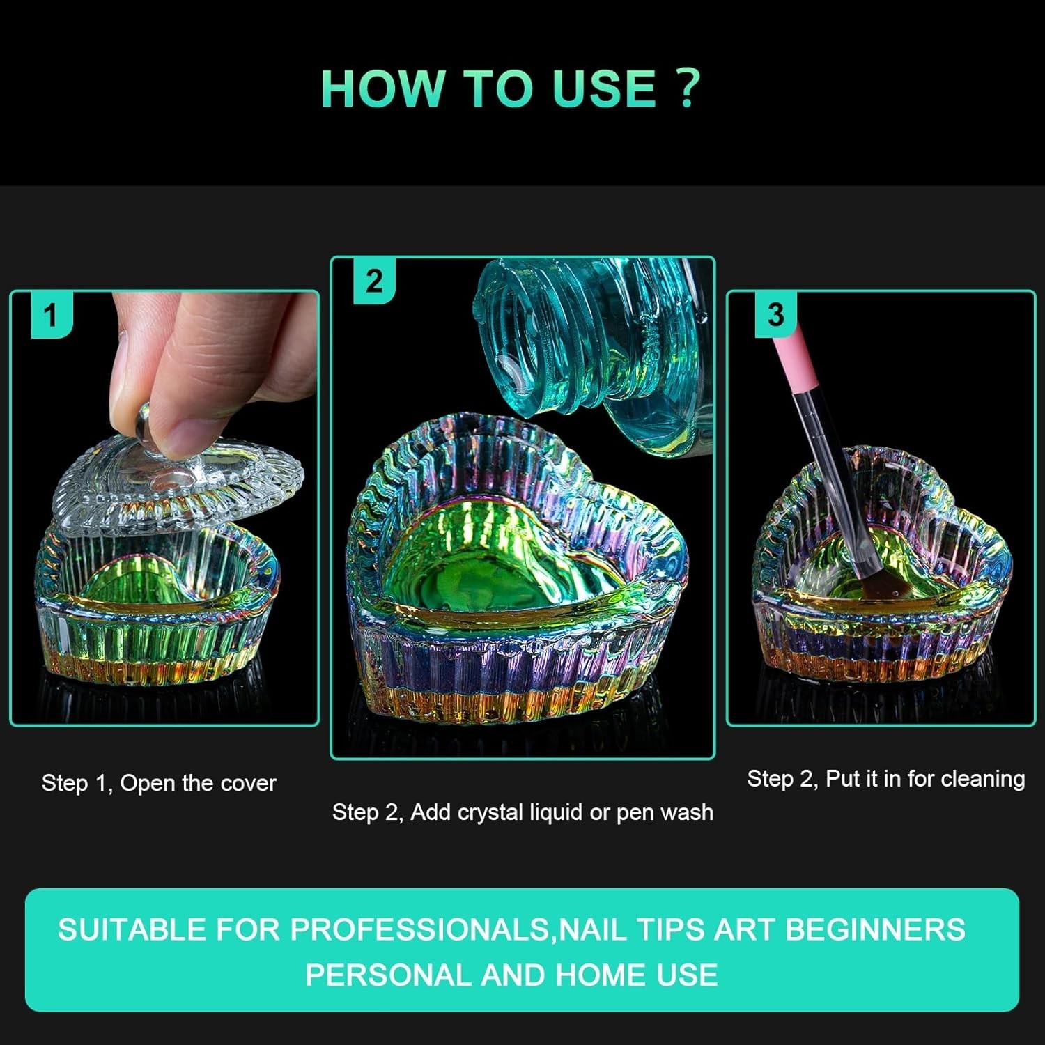 Nails Tips Art Dappen Dish with Lid 2 Count Pack AORAEM 2PCS Acrylic Liquid