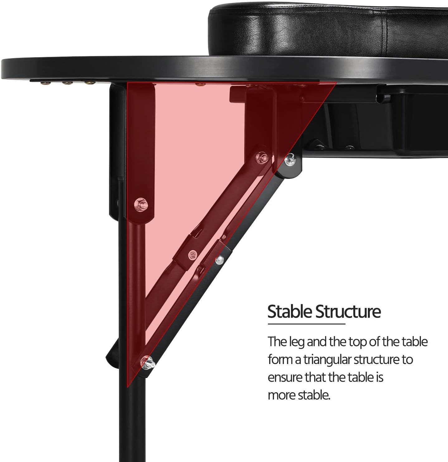 37″ Foldable Manicure Nail Table Portable with Wheels, Black | MDF Tabletop & Ir