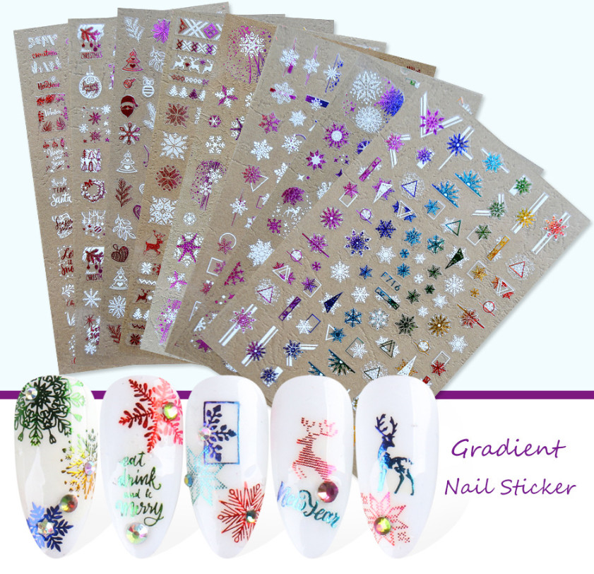 3D Nail Art Stickers Decals Christmas Tree Heart Snowflakes Reindeer Stars NS38