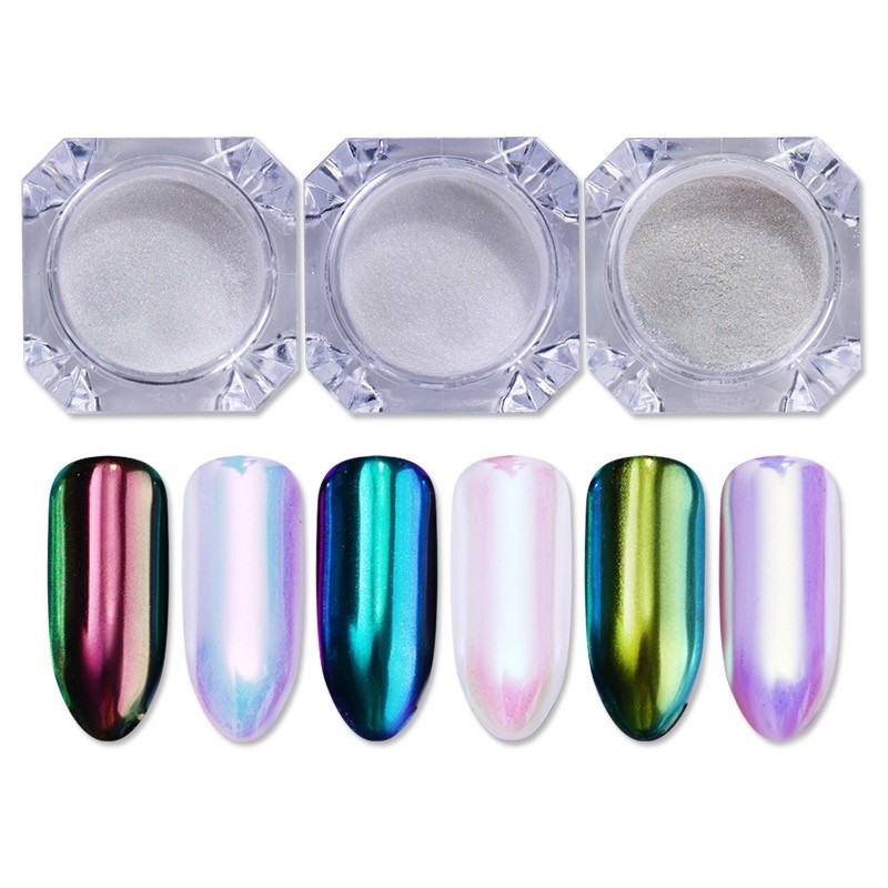 Nail Powder AURORA UNICORN Neon AB RAINBOW Colours CHROME Mirror Effect Nails UK