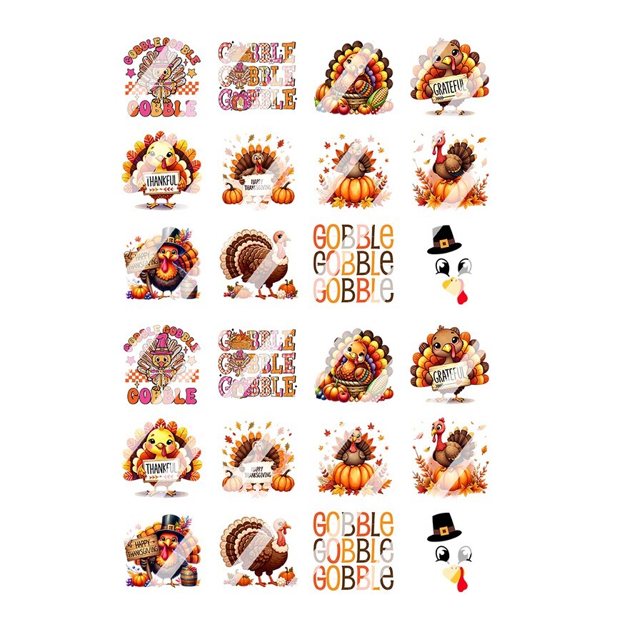 Thanksgiving Turkey Nail Art Decals – Waterslide Nail Decals