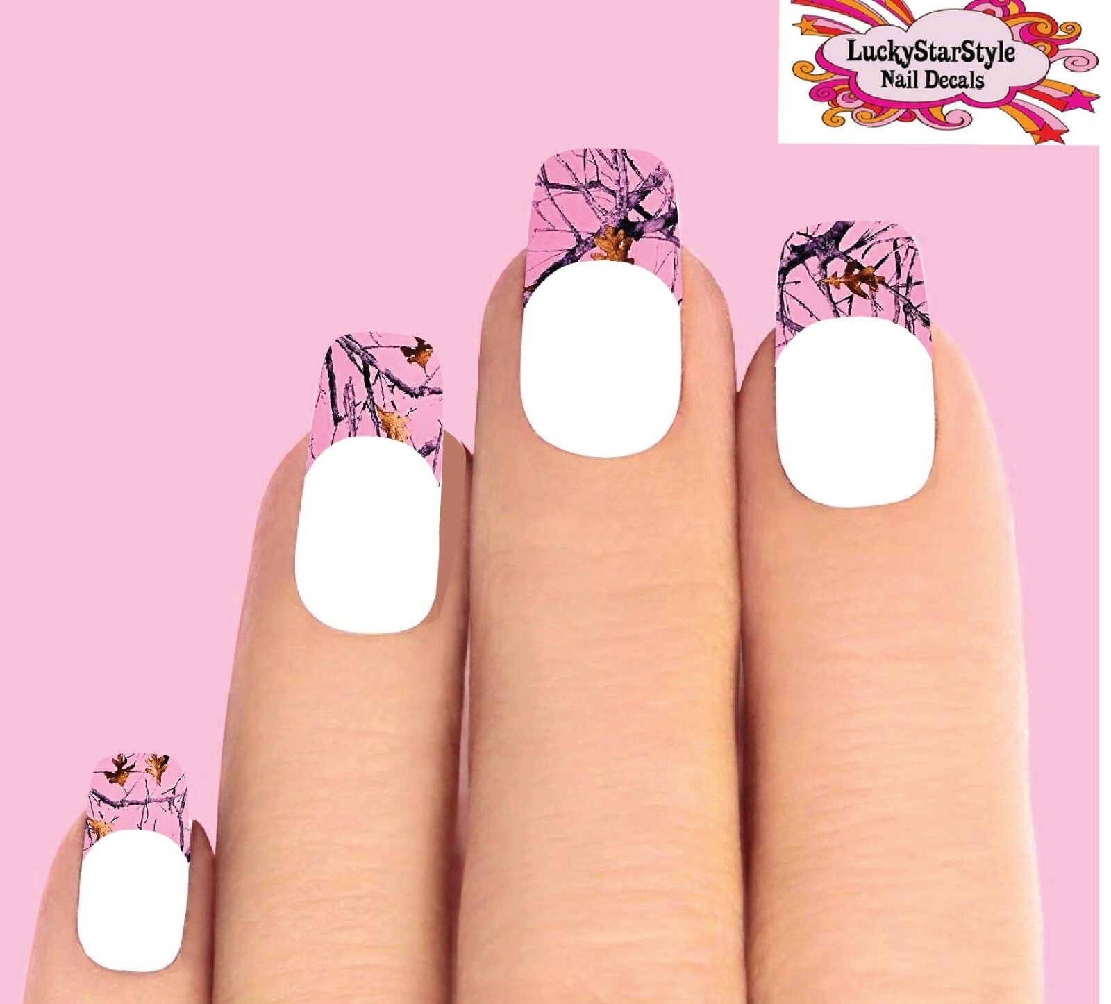 Waterslide Nail Decal Tips Set of 10 – Pink Camo Camouflage Mossy Oak Realtree