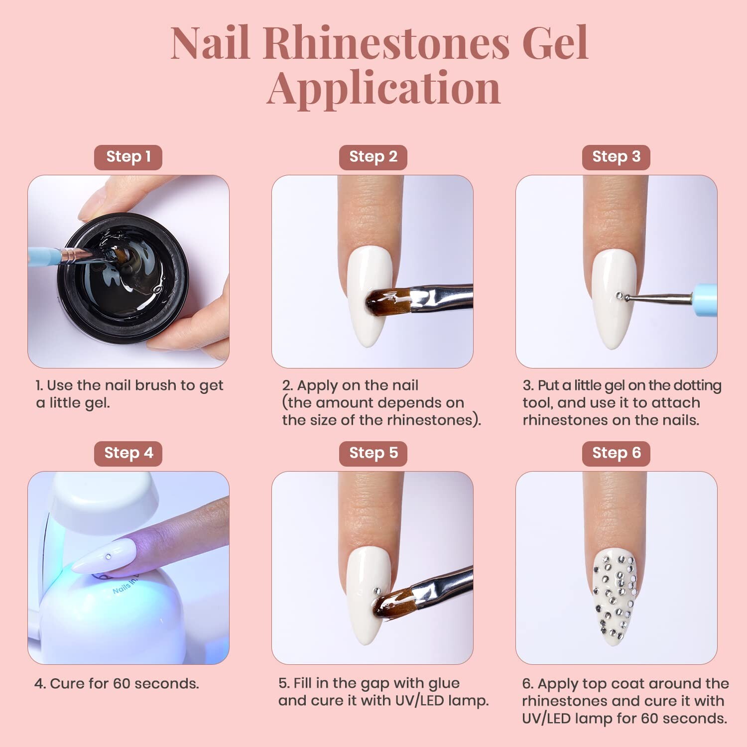 Beetles Rhinestone Nail Art Glue with Dual Brush Set – Perfect Gift for Girls