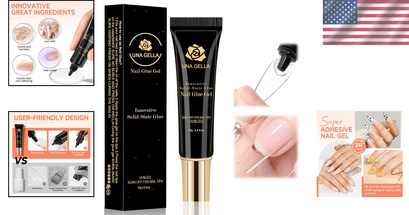15ml Nail Glue Gel for Acrylic & Soft Gel Tips – Harmless, Quick Curing Formula