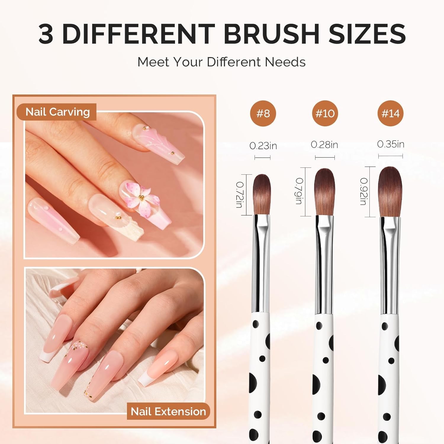 Acrylic Brush Set, Size 8/10/14 Profal Pen for Nail