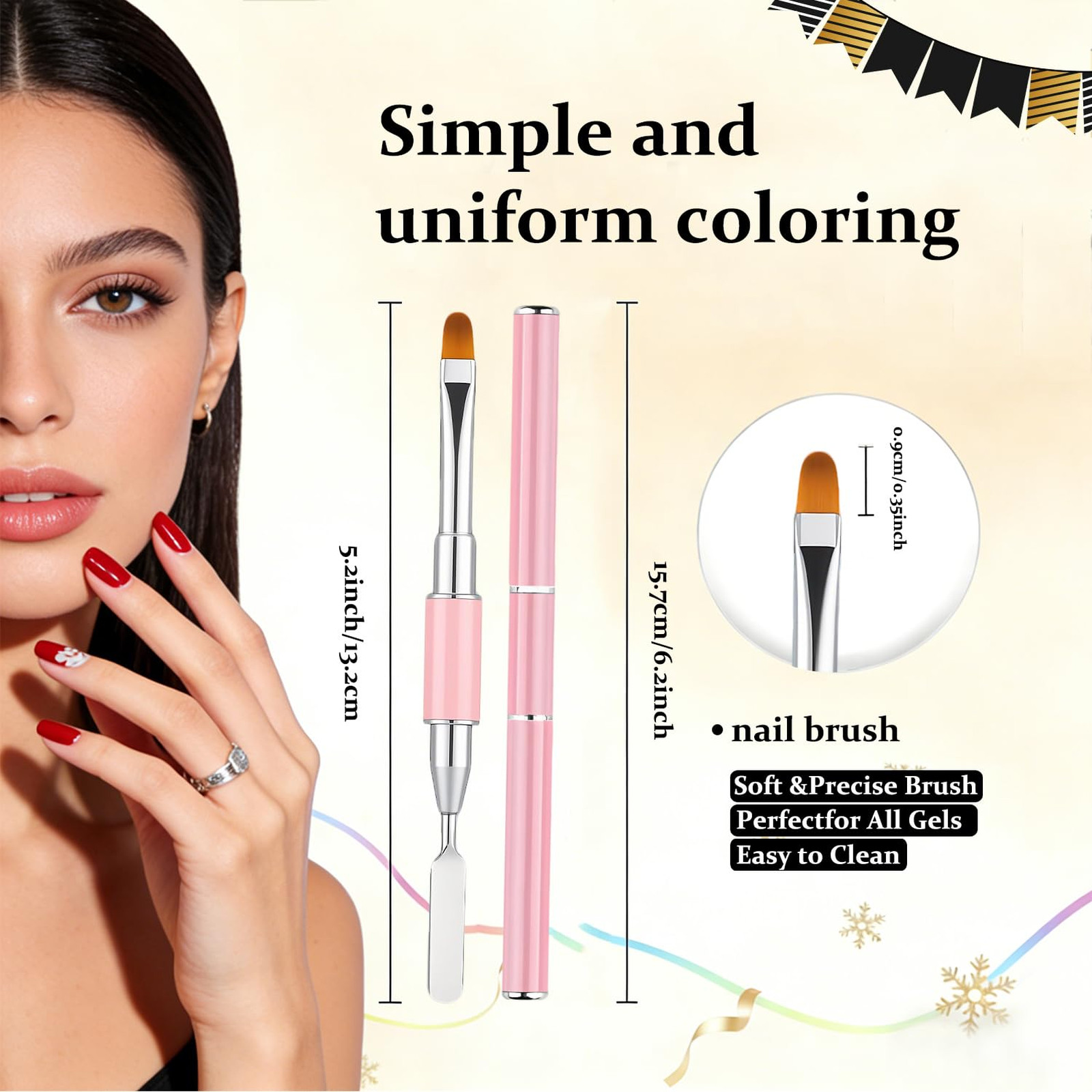 Dual Ended Gel Nail Brush Set, Nail Sculpting Tool for Poly Extension, Sculpture