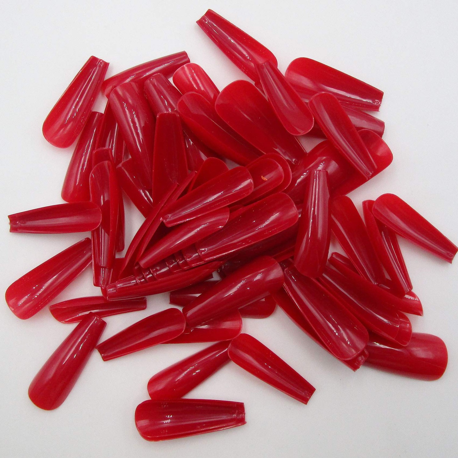 100pc Red Press on Nails Medium Coffin Fake Nails, Press-on long,