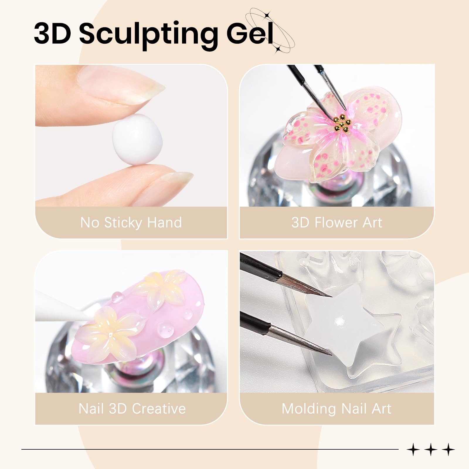 SUPWEE 3D Nail Gel Sculpting Gel for Nail Art, Clear and White Solid Gel | No…