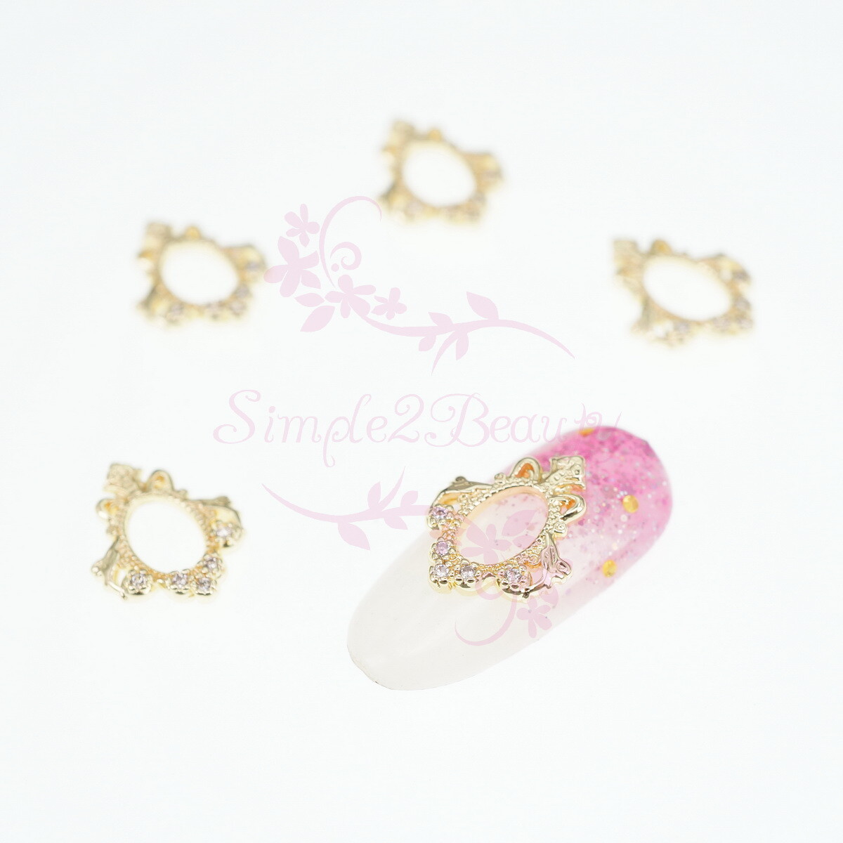 10 Nail Art Manicure Charms Jewelry Lace Mirror Frame Design Clear Zircon Decor