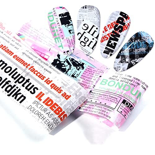 Newspaper Nail Foil Transfer Stickers English Letter Designs Nail Newparpe