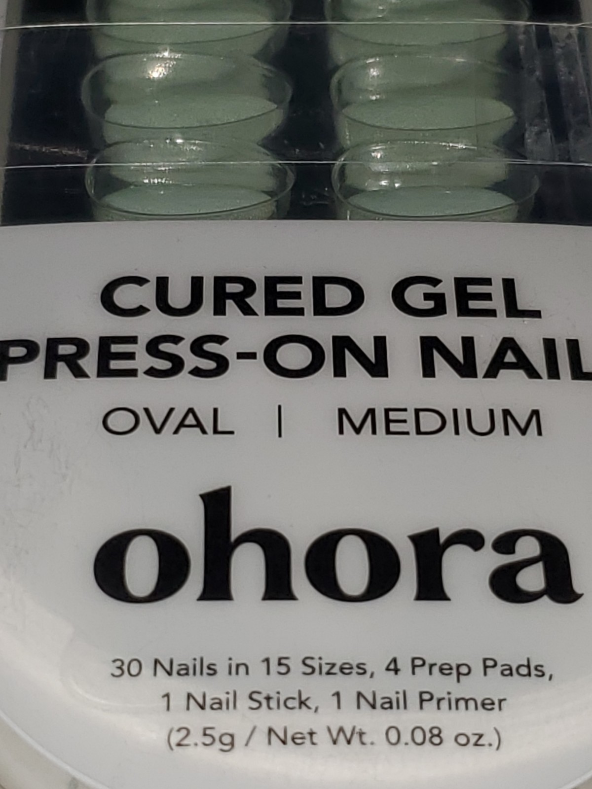 ohora Gel Press On Nails (Sage Serenity) | Medium Oval, Solid, Green | 100% Real