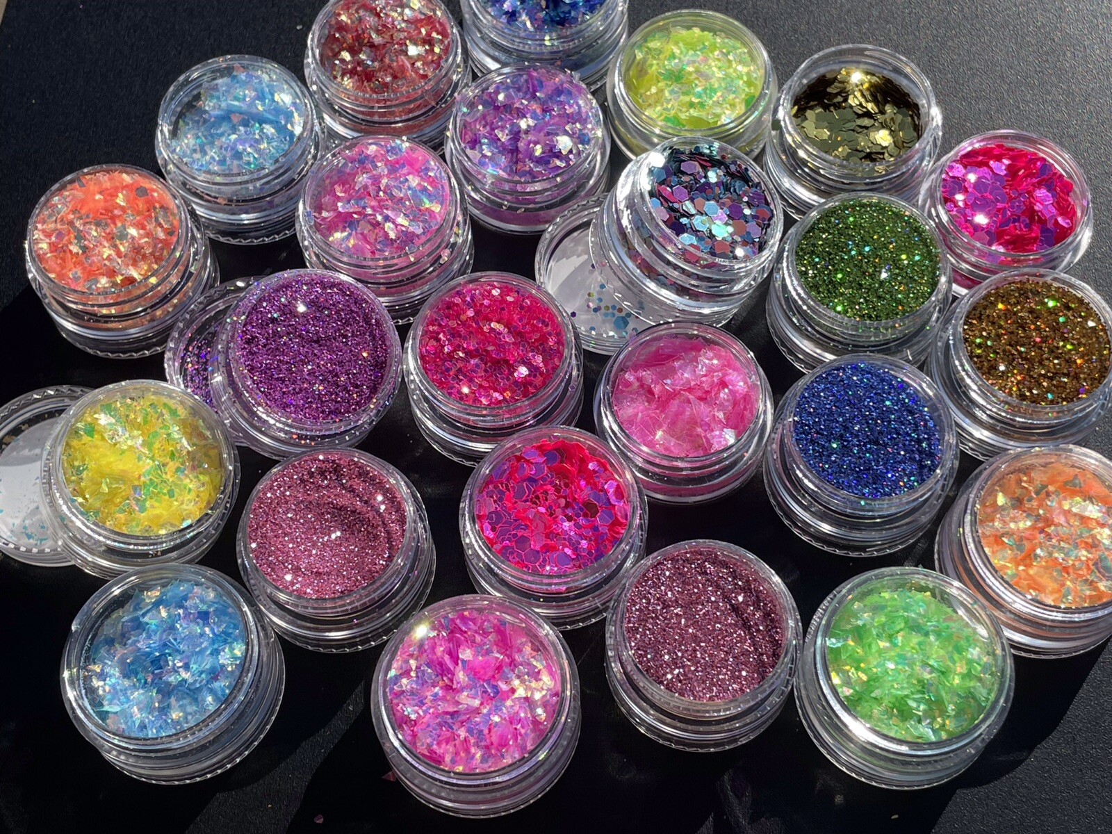 Glitter Bundle Fine Glitter Iridescent Nail Flakes 6pcs Stacks Nail Craft MUA