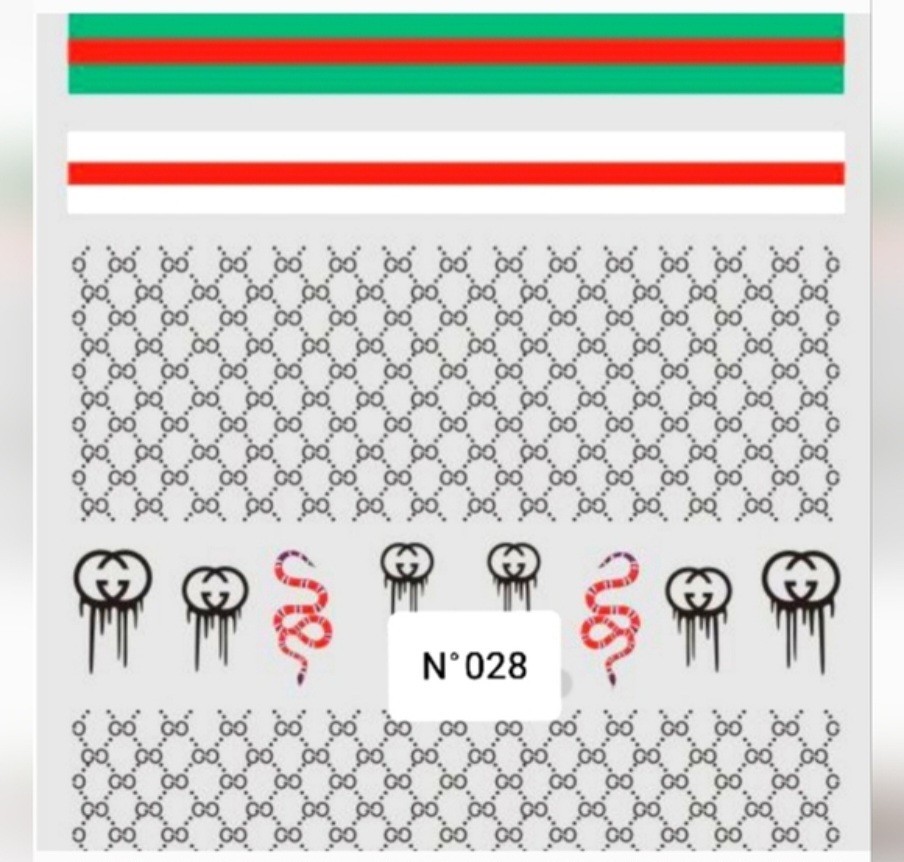 NWT NAIL ART DESIGN SELF-SEAL STICKERS SOLID RED, BLACK & GREEN SNAKES N°28!