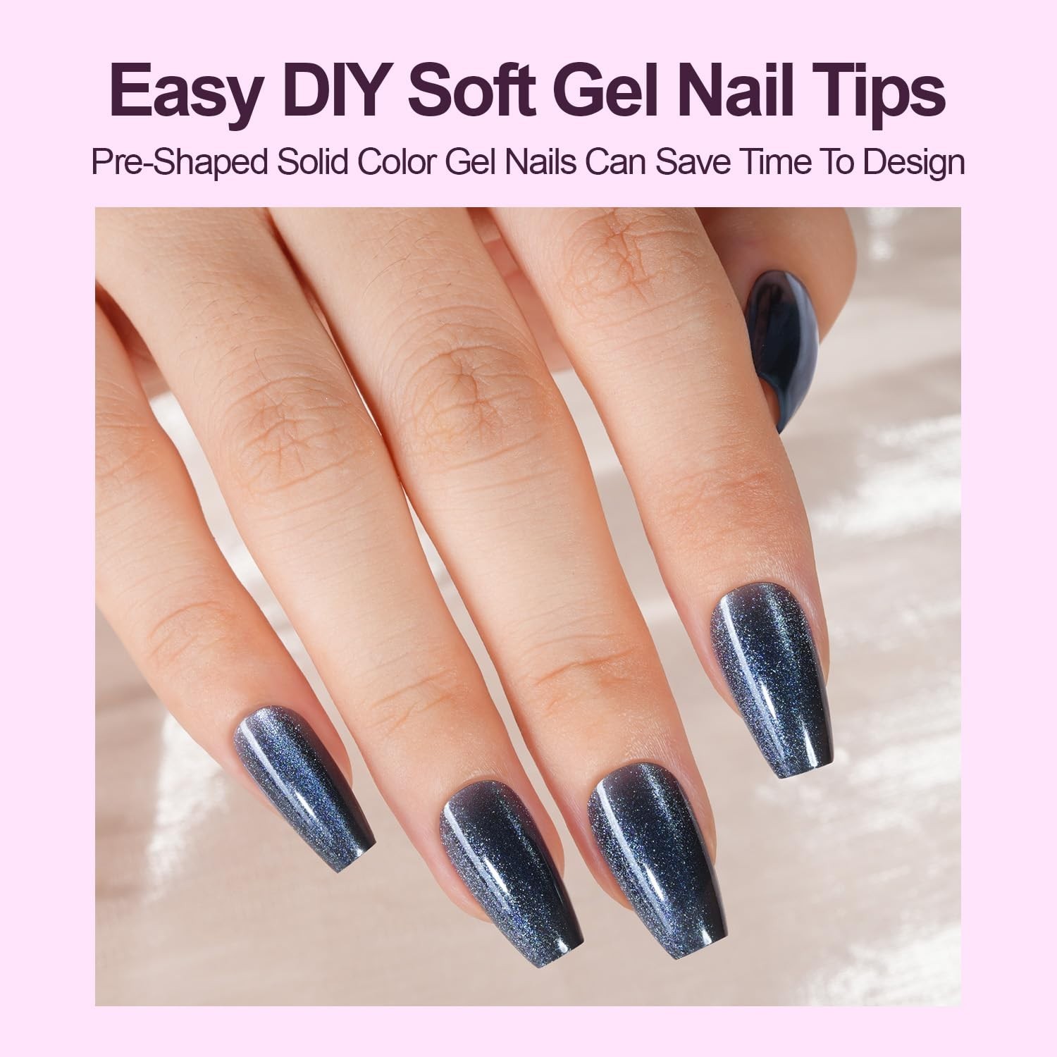 Durable Cat Eye Glitter Press On Nails – 150Pcs in 15 Sizes for Effortless Style