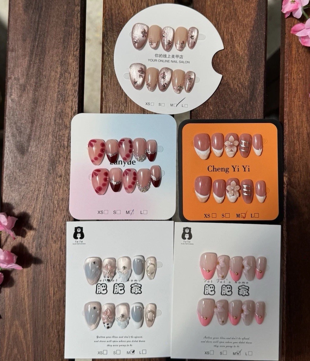 Press-on Nails Medium Size Bundle – 5 Sets of press on nails short length