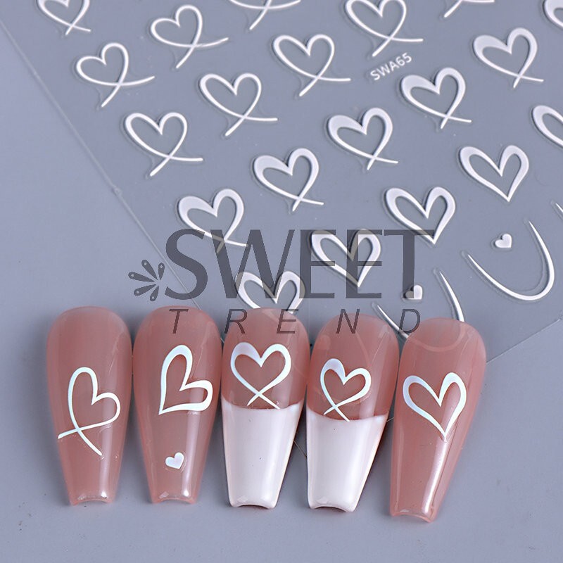 Nail Art Sticker Heart Valentine Star Decals Manicure DIY Peel & Stick NH28