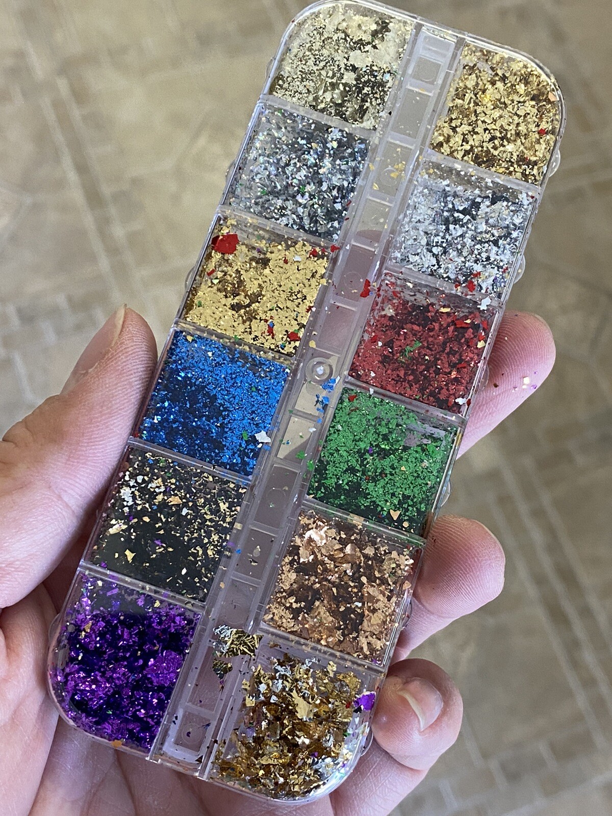 12 Grids Nail Foil Paper Aluminum Flakes Nail Art Sticker 3D Nail Decorative