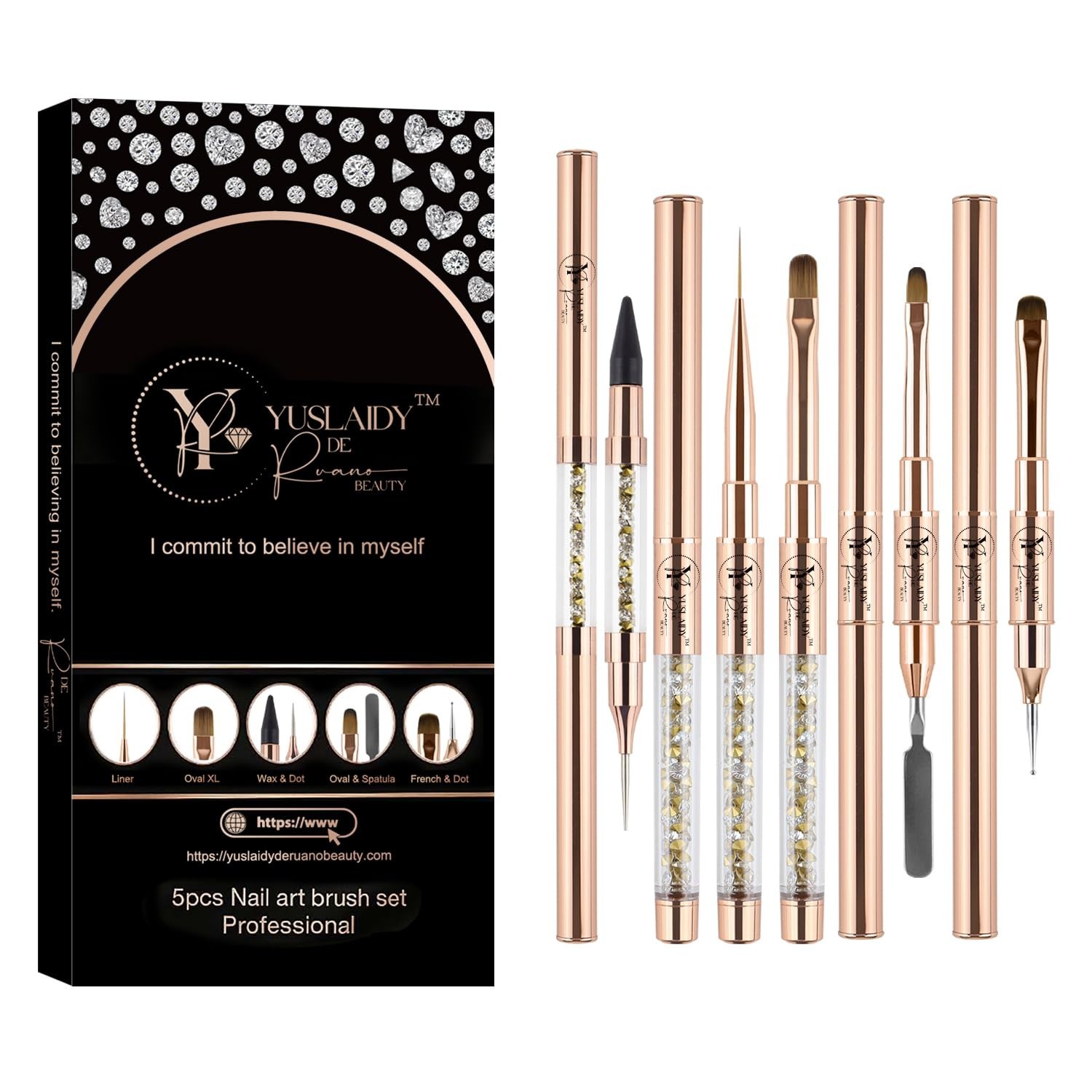Double Ended Nail Builder Gel Brush Set – French Tip & Hard Gel Brushes for Nail