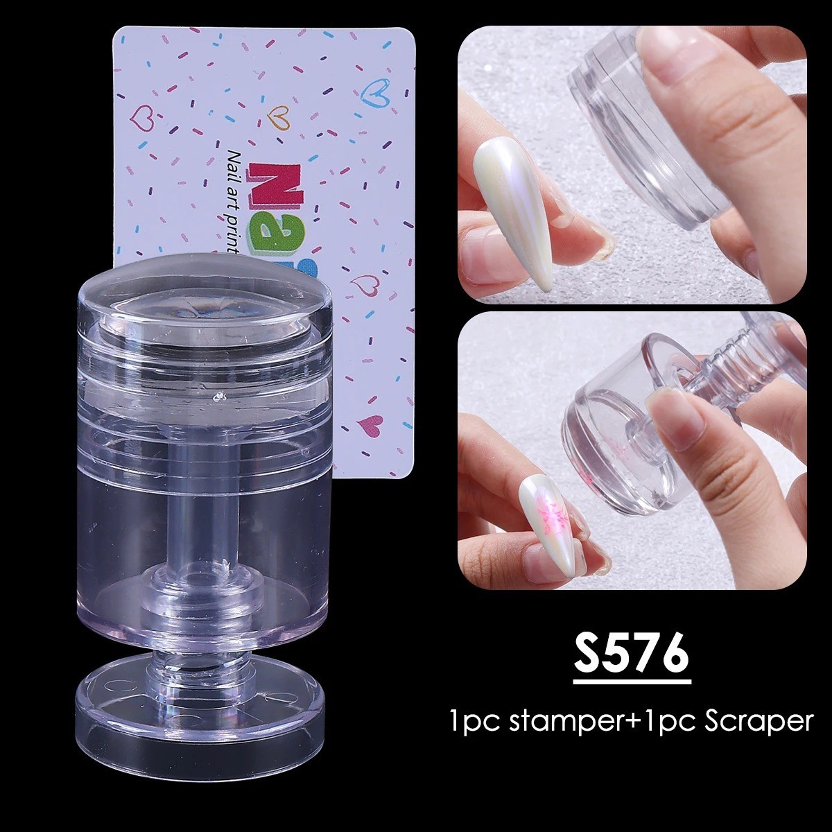 Transparent Silicone Nail Art Stamping Kit, French Design For Manicure Plate Too