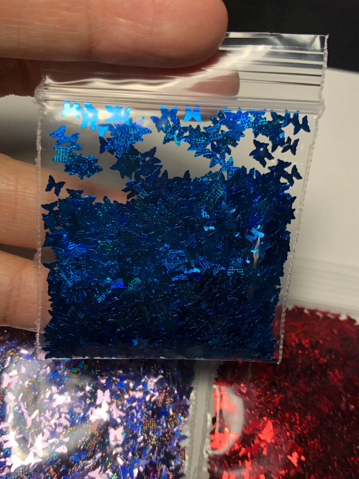 Solvent Resistant LASER BUTTERFLY shape Glitter U Choose Color Nail Art Face