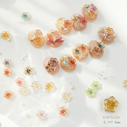 56Pcs Colorful Flower Nail Charms Clear Colour Crystal Nail Charms for w-7