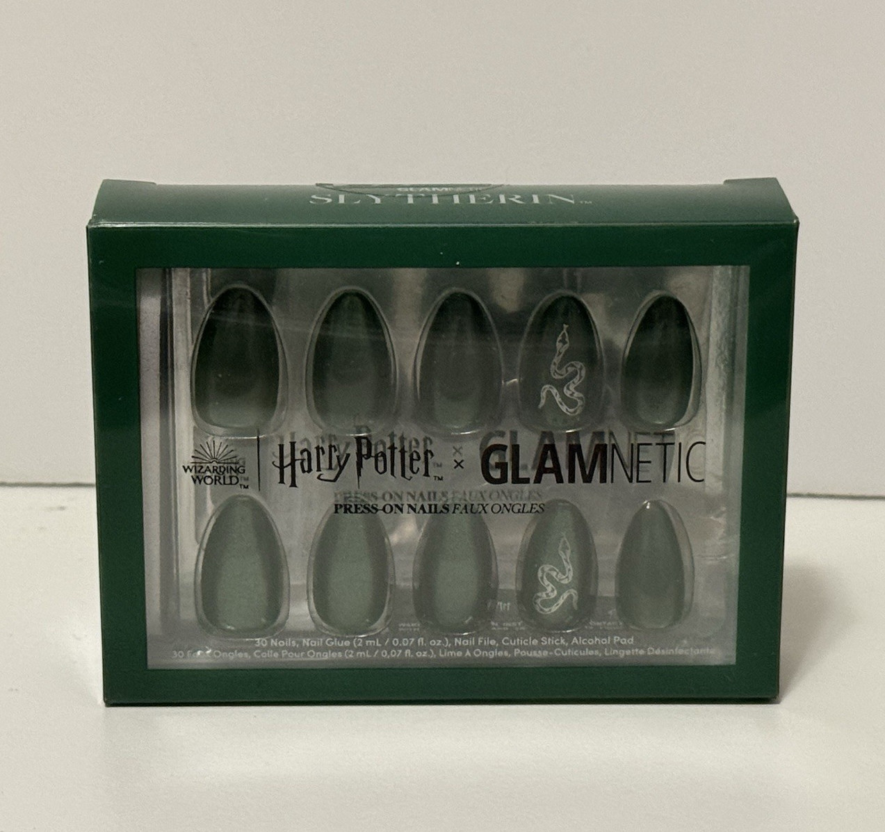 Glamnetic Harry Potter Slytherin Green Press-On Nails, Medium Almond