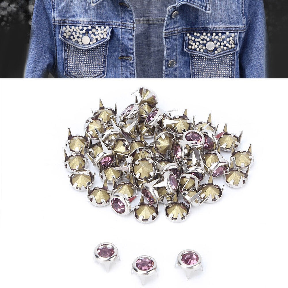 50PCS 7mm DIY Silver Round Claw A Grade Crystal Rhinestones for Crafts