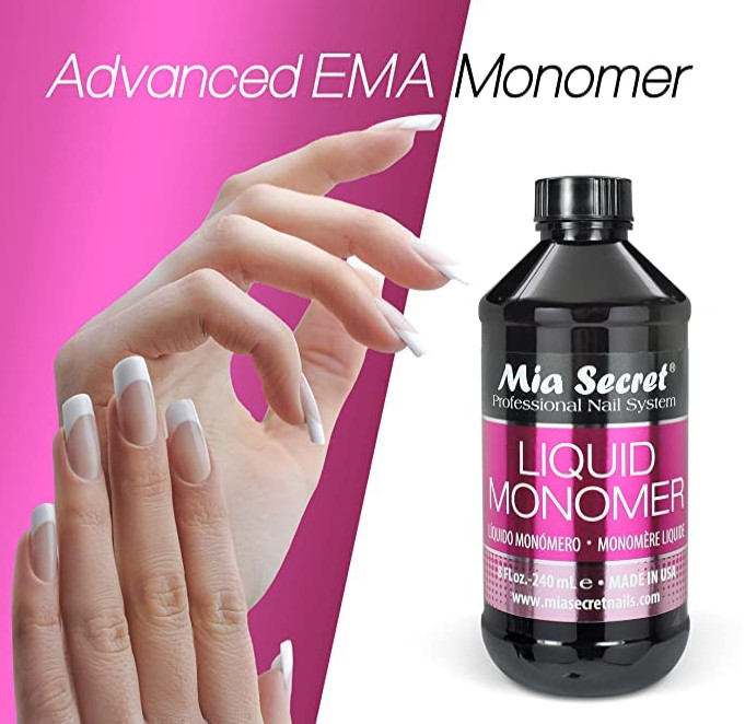 Mia Secret Liquid Monomer 8 oz. Professional Acrylic Nail System – MMA FREE – Ma