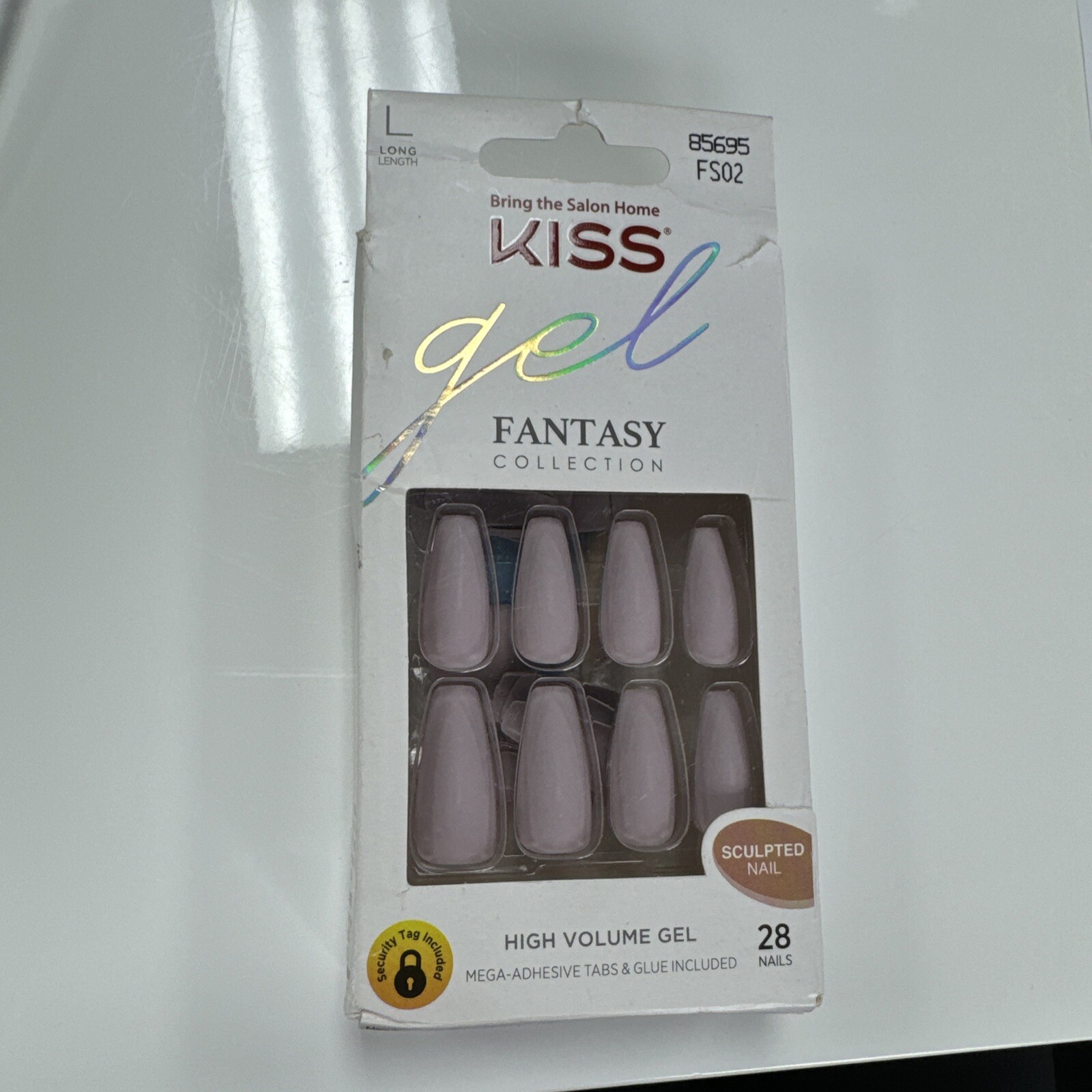 KISS Gel Fantasy Collection Sculpted Long Glue On Manicure Nails Matte Pink NEW