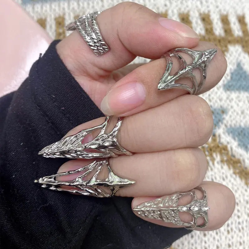 New Gothic Rock Machinery Manicure Fingertip Ring Nail Ring Punk Metal