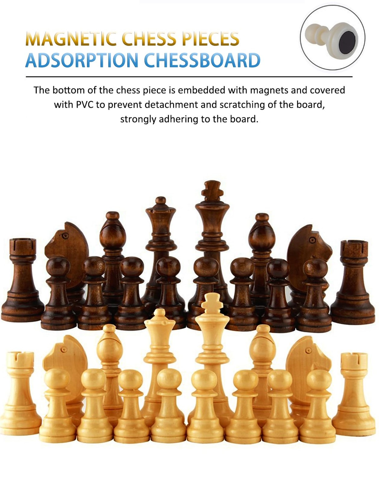 Chess Sets Magnetic Board Games – 11.8 11.8×11.8 inches, Black, White, Brown