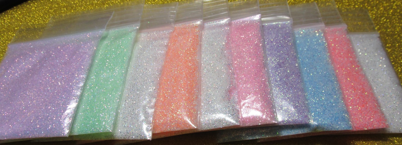Glow in the dark Iridescent pastels glitter nail art