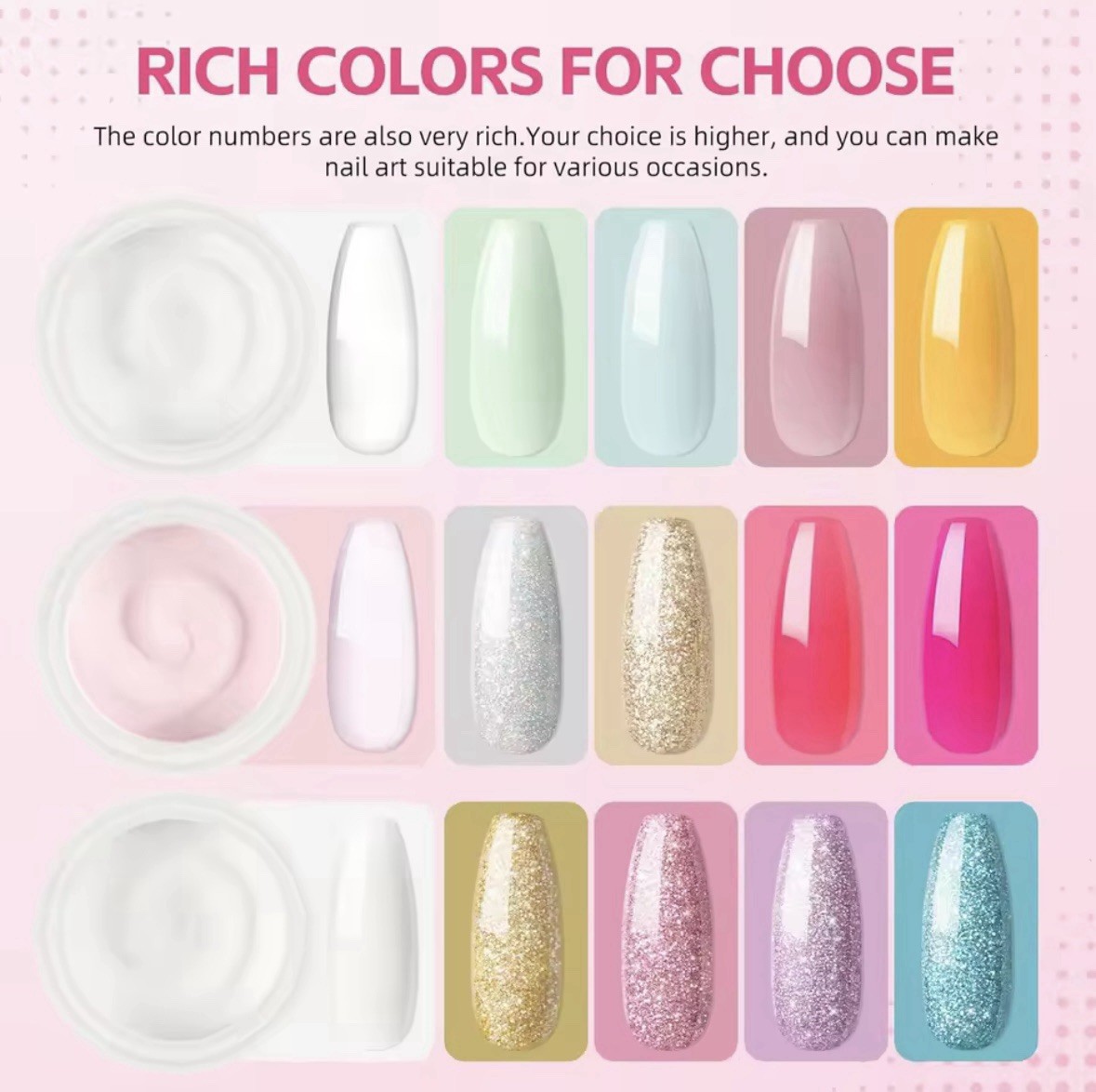 Acrylic Nail Kit with UV Light for Beginners Glitter Powder Rhinestones DIY Gift